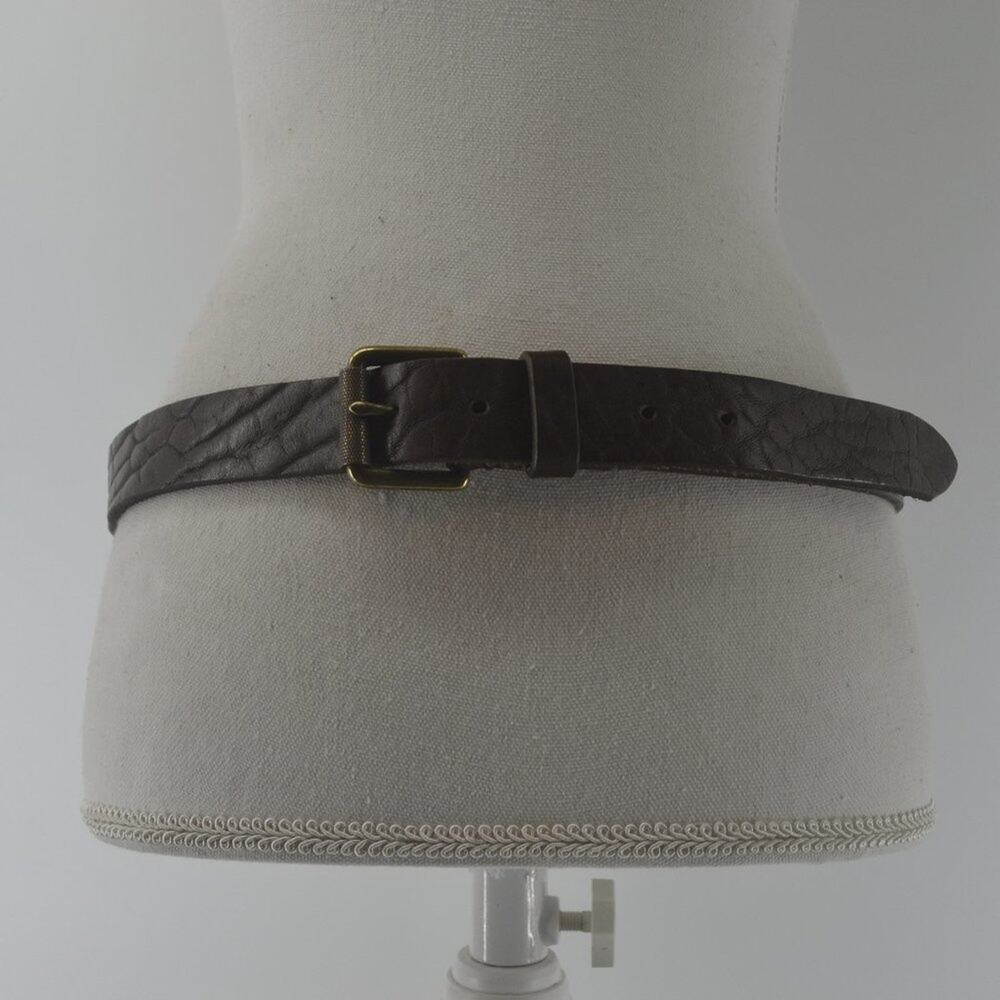 Banana Republic Men's Imported Cow Leather Brown Size 34 Gold Tone Square